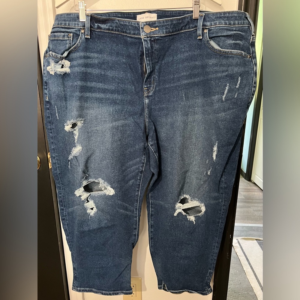 Lane Bryant Boyfriend Capri Jeans with distressed details
